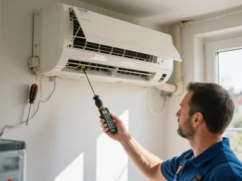 Frigoriste mettant en service une climatisation en France